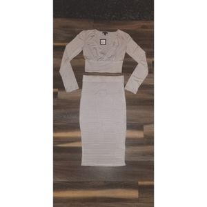Striped Crisscross Crop and Pencil Skirt Set